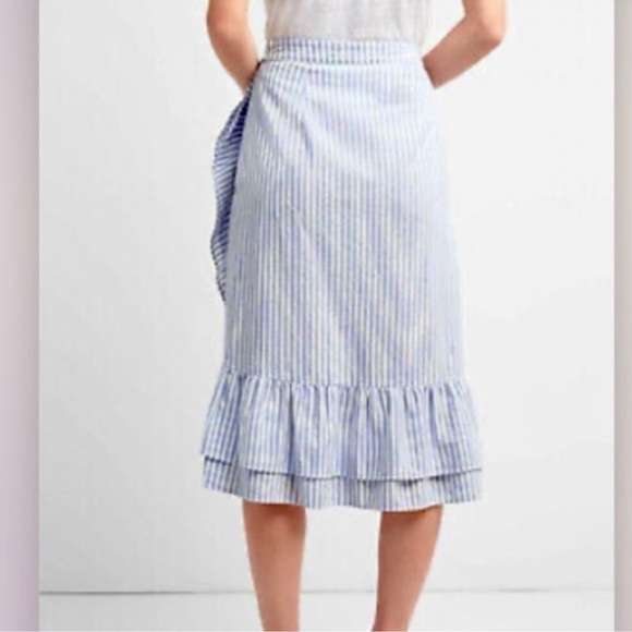 GAP Faux Wrap MIDI Striped Skirt - Picture 2 of 6